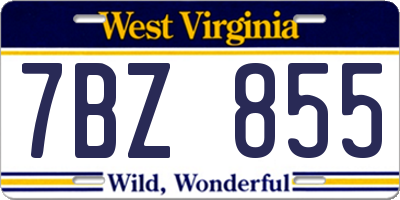 WV license plate 7BZ855