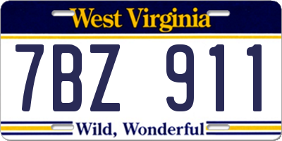 WV license plate 7BZ911