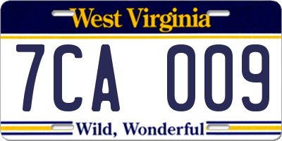 WV license plate 7CA009