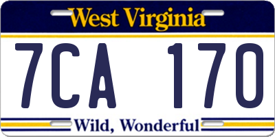 WV license plate 7CA170