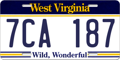 WV license plate 7CA187