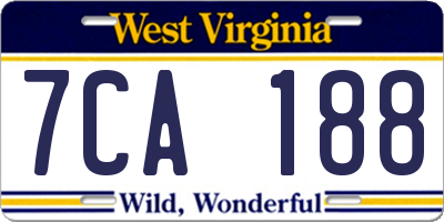 WV license plate 7CA188