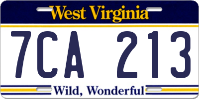 WV license plate 7CA213