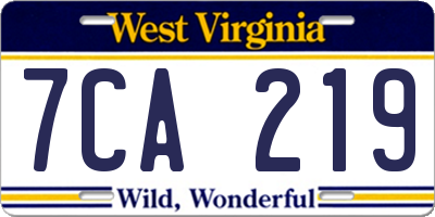 WV license plate 7CA219