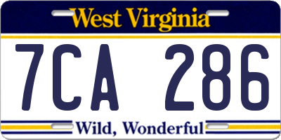 WV license plate 7CA286