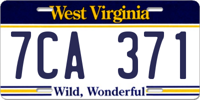 WV license plate 7CA371