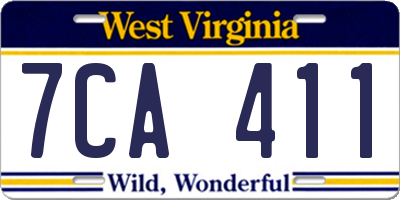 WV license plate 7CA411