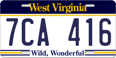 WV license plate 7CA416