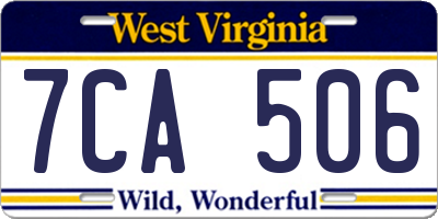 WV license plate 7CA506