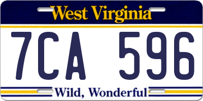 WV license plate 7CA596