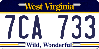 WV license plate 7CA733