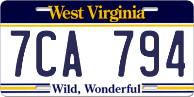 WV license plate 7CA794