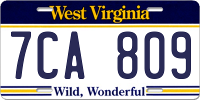 WV license plate 7CA809