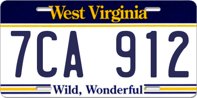 WV license plate 7CA912