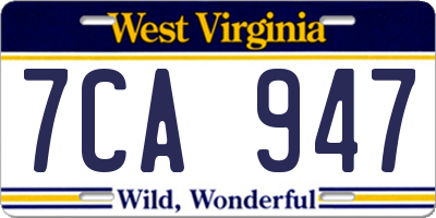 WV license plate 7CA947