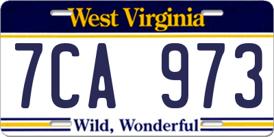 WV license plate 7CA973