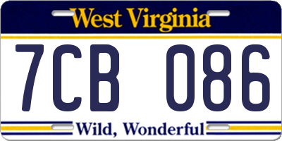 WV license plate 7CB086