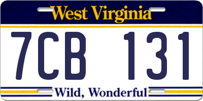 WV license plate 7CB131
