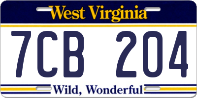 WV license plate 7CB204