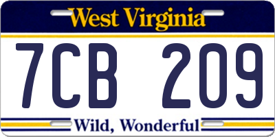 WV license plate 7CB209
