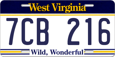 WV license plate 7CB216