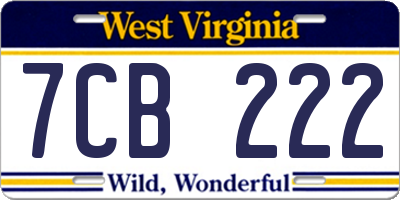 WV license plate 7CB222