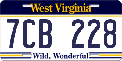 WV license plate 7CB228