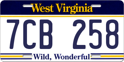 WV license plate 7CB258