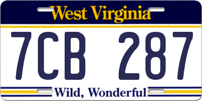 WV license plate 7CB287