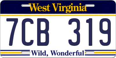 WV license plate 7CB319