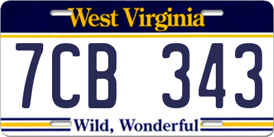 WV license plate 7CB343