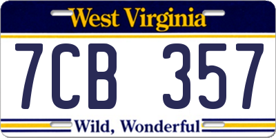 WV license plate 7CB357