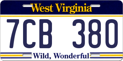 WV license plate 7CB380