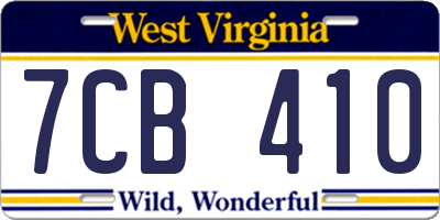 WV license plate 7CB410