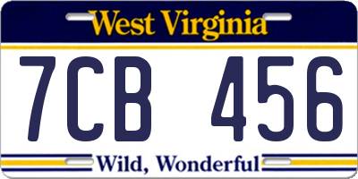WV license plate 7CB456