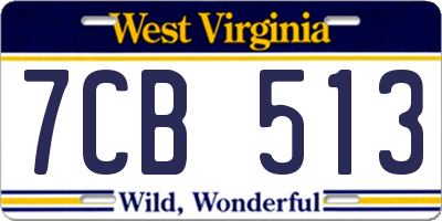 WV license plate 7CB513