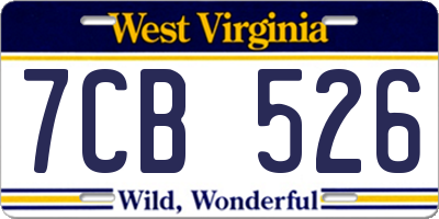 WV license plate 7CB526