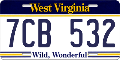 WV license plate 7CB532