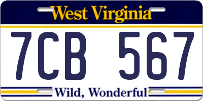 WV license plate 7CB567
