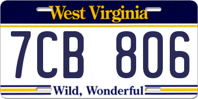WV license plate 7CB806