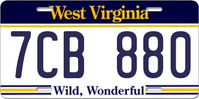 WV license plate 7CB880