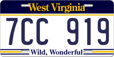 WV license plate 7CC919