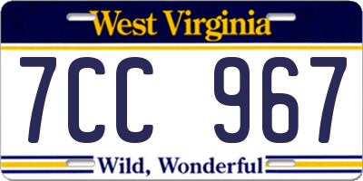 WV license plate 7CC967