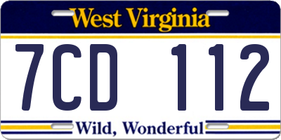 WV license plate 7CD112