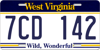 WV license plate 7CD142
