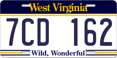 WV license plate 7CD162