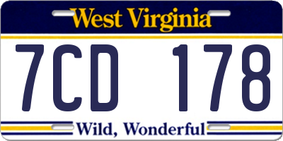 WV license plate 7CD178