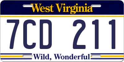 WV license plate 7CD211