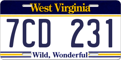 WV license plate 7CD231