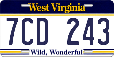 WV license plate 7CD243